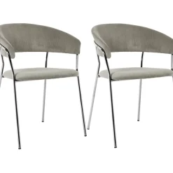 KARE Design Stühle-Armlehnstuhl Belle Cord Beige Chrom (2/Set)