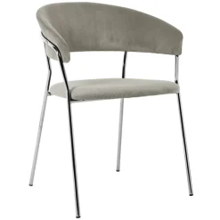 KARE Design Stühle-Armlehnstuhl Belle Cord Beige Chrom (2/Set)