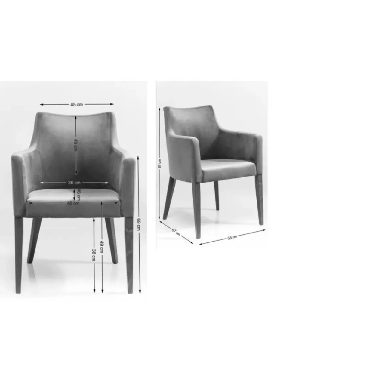 KARE Design Stühle-Armlehnstuhl Black Mode Velvet Grau