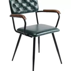 KARE Design Stühle-Armlehnstuhl Salsa Leder Dunkelgrun