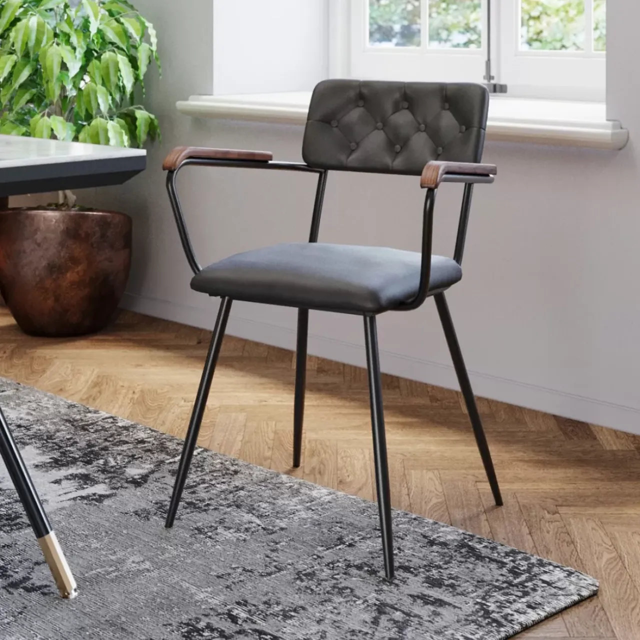 KARE Design Stühle-Armlehnstuhl Salsa Leder Dunkelgrun