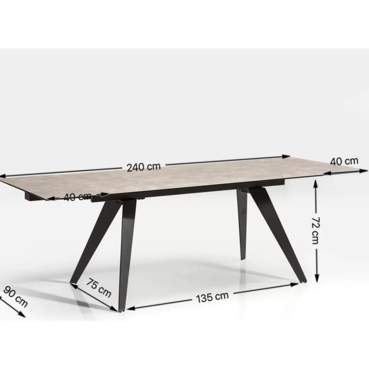 KARE Design Tische-Ausziehtisch Amsterdam Dunkel 160(40+40)X90Cm