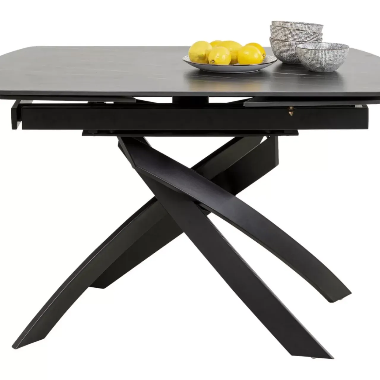 KARE Design Tische-Ausziehtisch Twist Schwarz 120(30+30)X90Cm