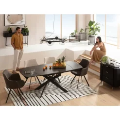 KARE Design Tische-Ausziehtisch Twist Schwarz 120(30+30)X90Cm