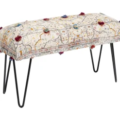 KARE Design Sitzbänke-Bank Desna Patchwork Creme Multi 80Cm