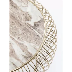 KARE Design Tische-Beistelltisch Beam Grau Marmor Messing O43Cm