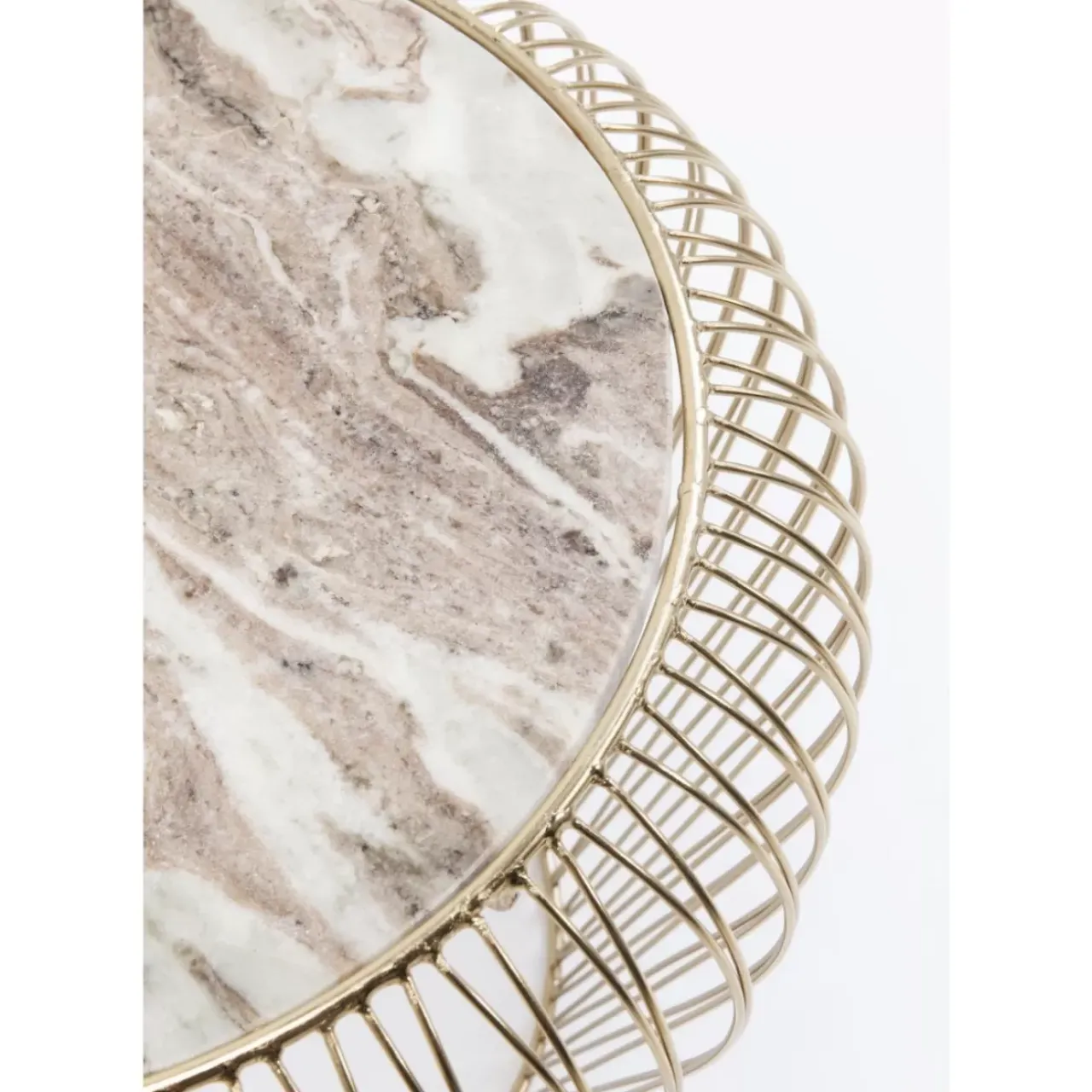 KARE Design Tische-Beistelltisch Beam Grau Marmor Messing O43Cm