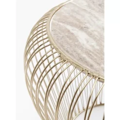 KARE Design Tische-Beistelltisch Beam Grau Marmor Messing O43Cm