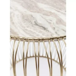 KARE Design Tische-Beistelltisch Beam Grau Marmor Messing O43Cm