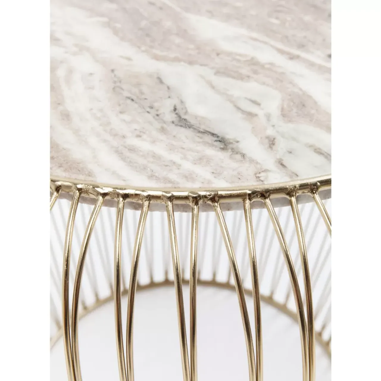 KARE Design Tische-Beistelltisch Beam Grau Marmor Messing O43Cm