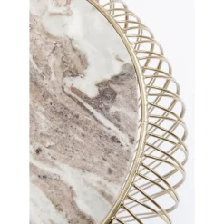 KARE Design Tische-Beistelltisch Beam Grau Marmor Messing O43Cm