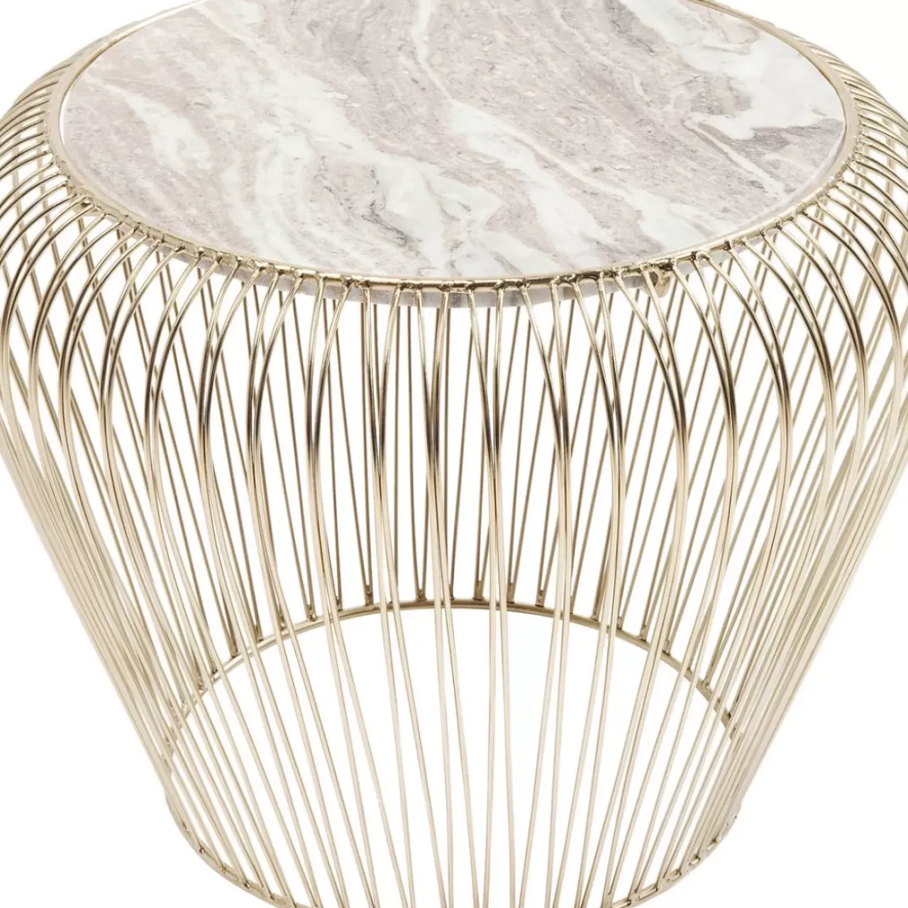 KARE Design Tische-Beistelltisch Beam Grau Marmor Messing O43Cm