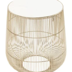 KARE Design Tische-Beistelltisch Beam Weiss Marmor Messing O32Cm
