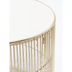 KARE Design Tische-Beistelltisch Beam Weiss Marmor Messing O32Cm