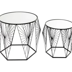KARE Design Tische-Beistelltisch Cobweb Schwarz (2/Set)