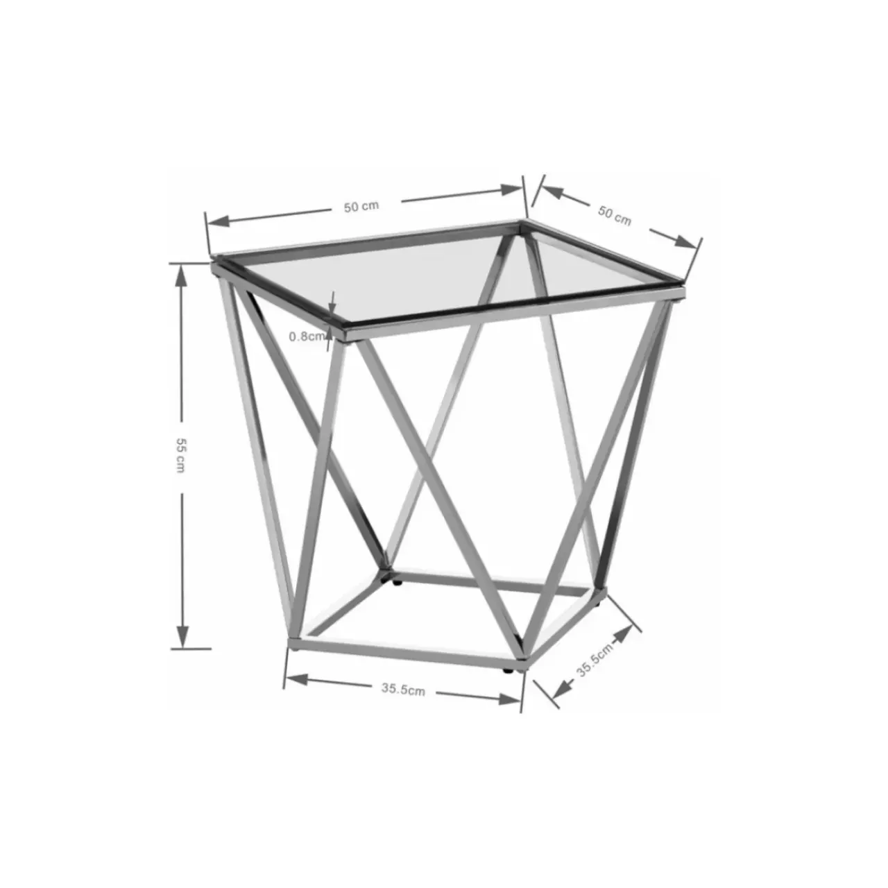 KARE Design Tische-Beistelltisch Cristallo 50X50Cm