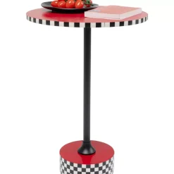 KARE Design Tische-Beistelltisch Domero Checkers Rot O40Cm