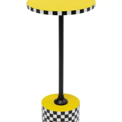 KARE Design Tische-Beistelltisch Domero Checkers Gelb O25Cm