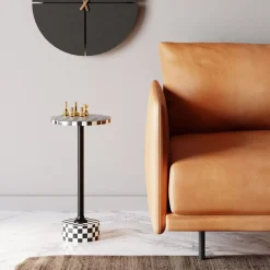 KARE Design Tische-Beistelltisch Domero Chess Schwarz Weis O25Cm