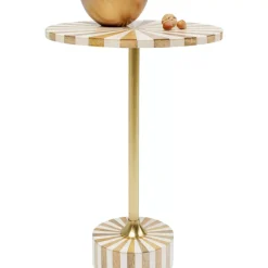 KARE Design Tische-Beistelltisch Domero Cirque Gold Weis O40Cm