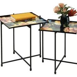 KARE Design Tische-Beistelltisch Flowers Garden Square (2/Set)