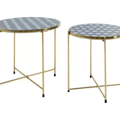 KARE Design Tische-Beistelltisch Priya Blau (2/Set)