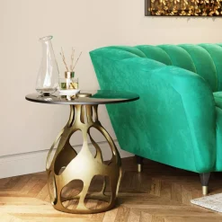 KARE Design Tische-Beistelltisch Volcano Gold O60Cm