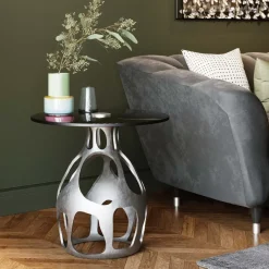 KARE Design Tische-Beistelltisch Volcano Silber O60Cm