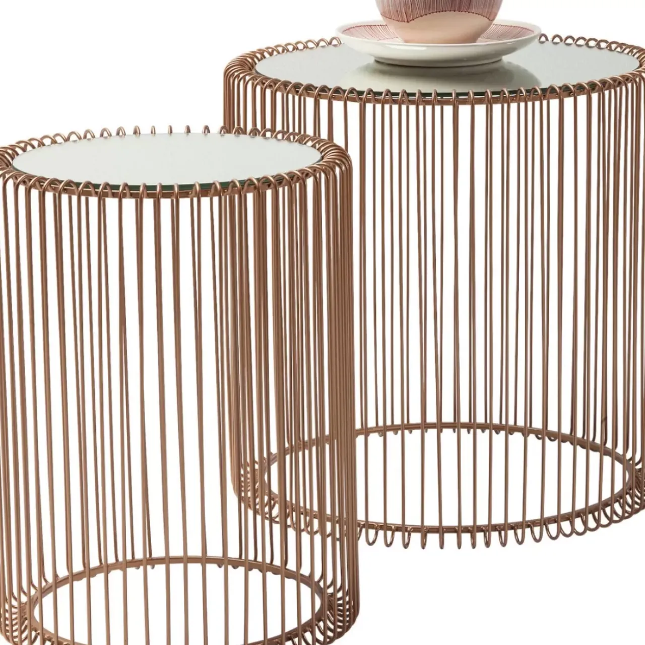 KARE Design Tische-Beistelltisch Wire Copper (2/Set) O44Cm