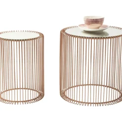 KARE Design Tische-Beistelltisch Wire Copper (2/Set) O44Cm