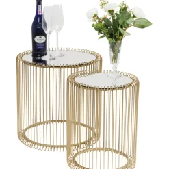 KARE Design Tische-Beistelltisch Wire Messing (2/Set) O44Cm