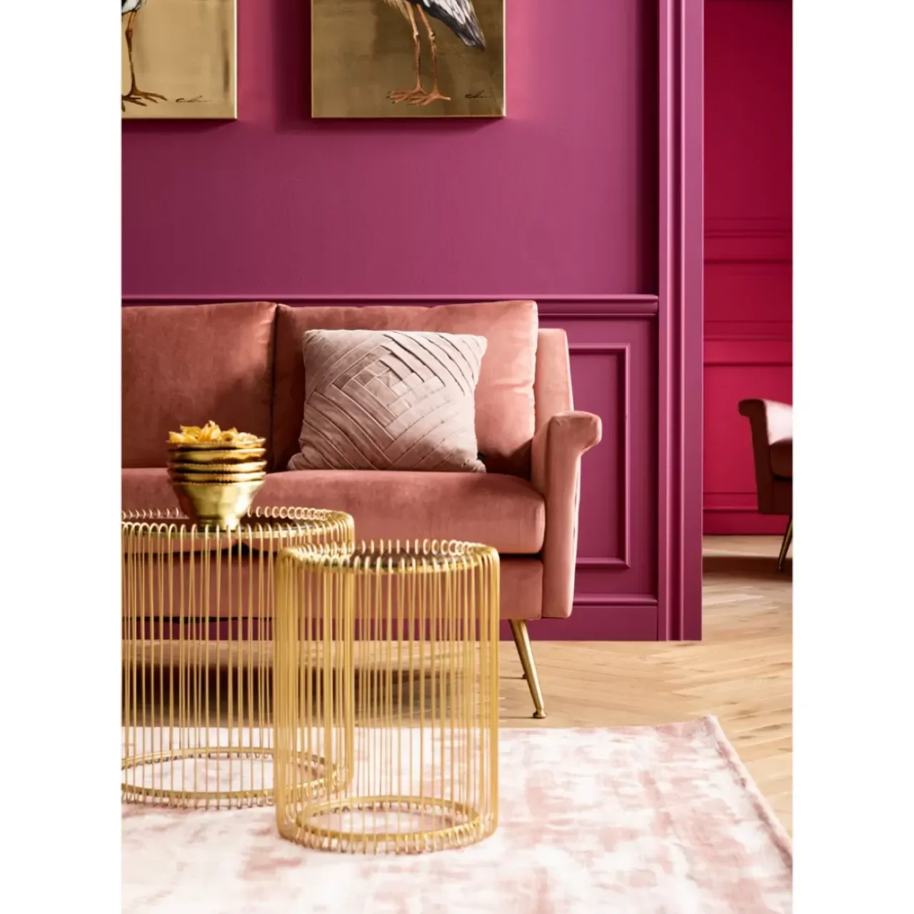 KARE Design Tische-Beistelltisch Wire Messing (2/Set) O44Cm