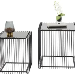 KARE Design Tische-Beistelltisch Wire Square Schwarz (2/Set) 45X45Cm