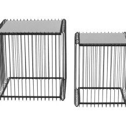 KARE Design Tische-Beistelltisch Wire Square Schwarz (2/Set) 45X45Cm