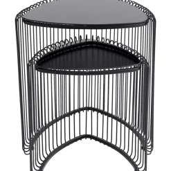 KARE Design Tische-Beistelltisch Wire Triangle Schwarz (2/Set)