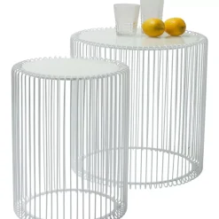 KARE Design Tische-Beistelltisch Wire White (2/Set) O44Cm