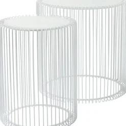 KARE Design Tische-Beistelltisch Wire White (2/Set) O44Cm
