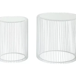 KARE Design Tische-Beistelltisch Wire White (2/Set) O44Cm