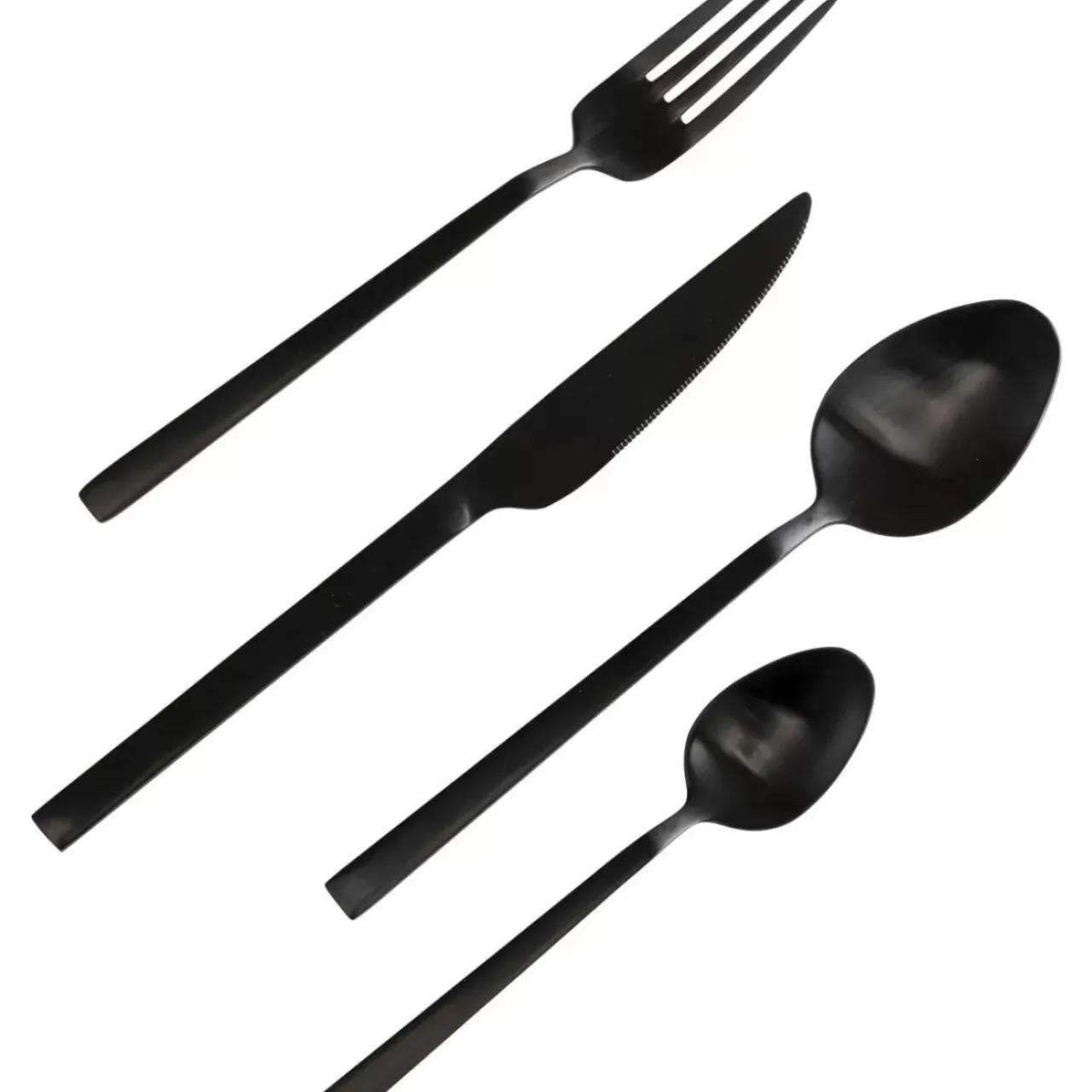 KARE Design Geschirr & Tischaccessoires-Besteck Gloria Matt Schwarz (16-Tlg.)