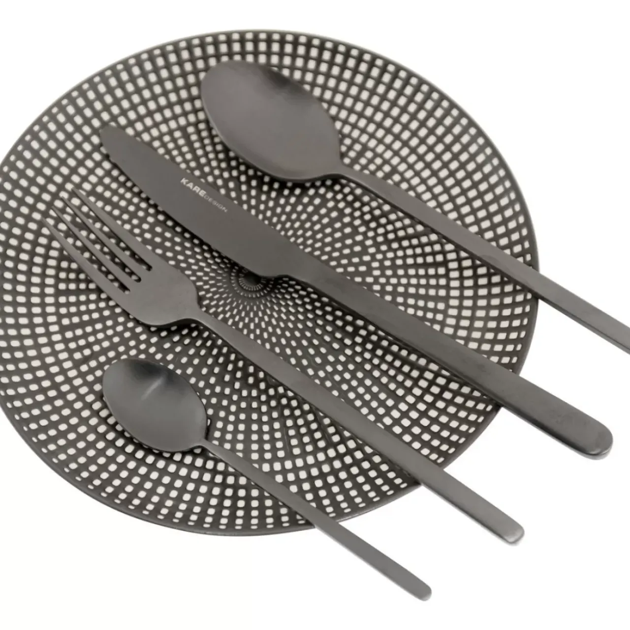 KARE Design Geschirr & Tischaccessoires-Besteck Gloria Matt Schwarz (16-Tlg.)