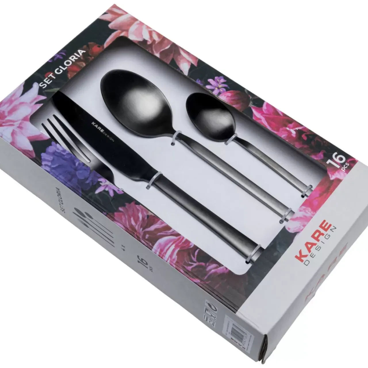 KARE Design Geschirr & Tischaccessoires-Besteck Gloria Matt Schwarz (16-Tlg.)