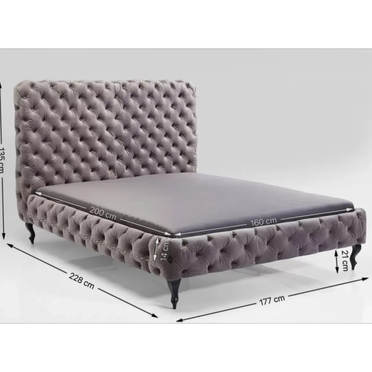 KARE Design Betten-Bett Desire Hoch Silbergrau 160X200 Cm