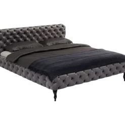 KARE Design Betten-Bett Desire Velvet Silbergrau 160X200 Cm