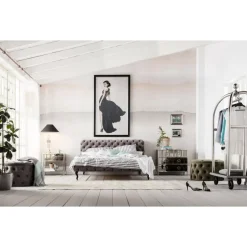 KARE Design Betten-Bett Desire Velvet Silbergrau 180X200 Cm