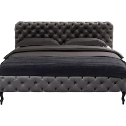 KARE Design Betten-Bett Desire Velvet Silbergrau 180X200 Cm
