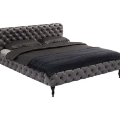 KARE Design Betten-Bett Desire Velvet Silbergrau 180X200 Cm