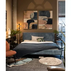 KARE Design Betten-Bett East Side Cord Blau 180X200Cm