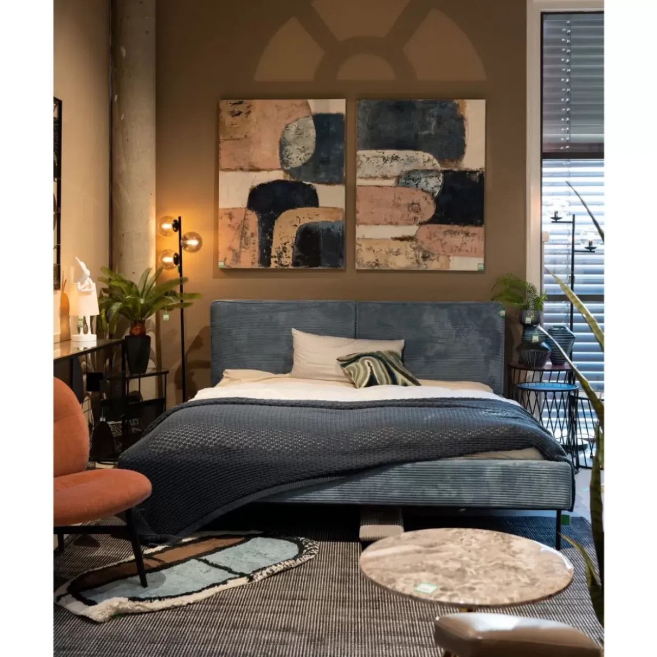 KARE Design Betten-Bett East Side Cord Blau 160X200Cm