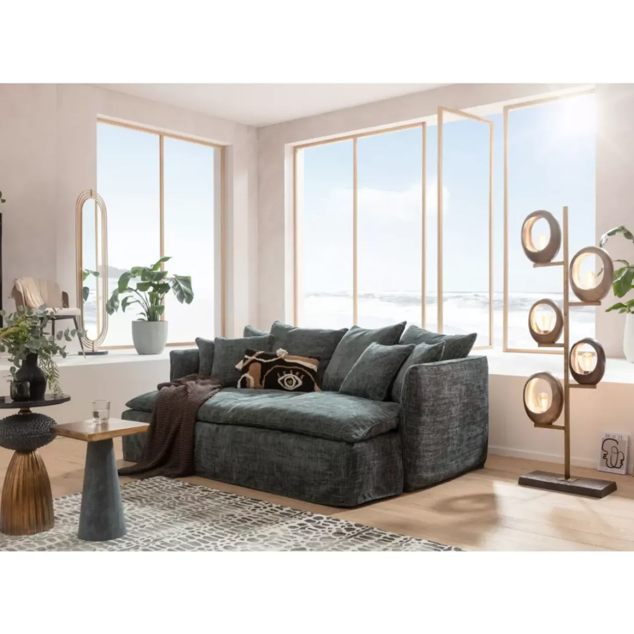 KARE Design Sofas & Couches-Bigsofa Boheme Blaugrun 230Cm