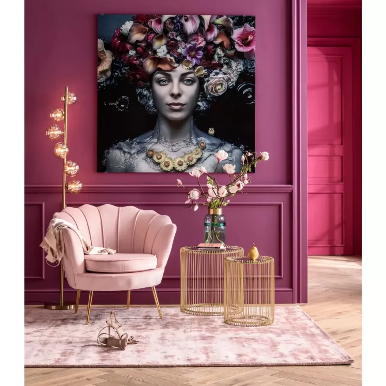 KARE Design Bilder-Bild Glas Flower Art Lady 120X120Cm